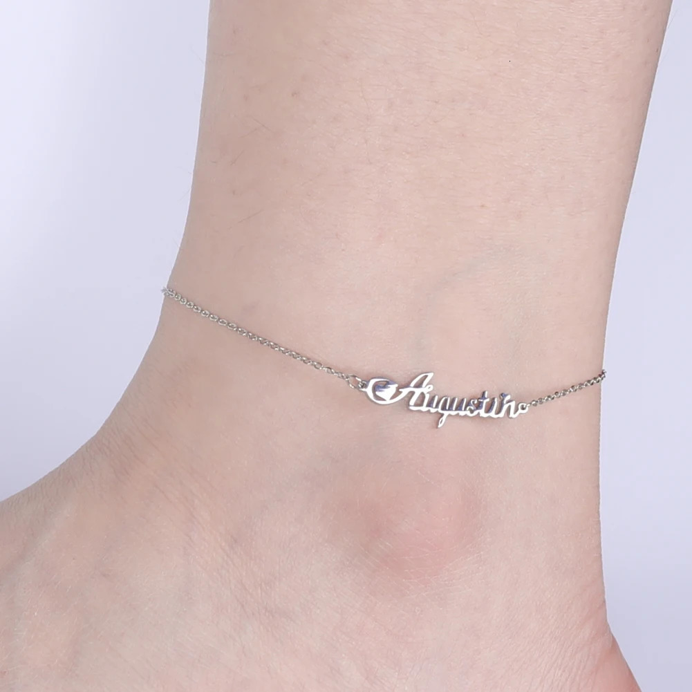 Lemegeton Customized Name Anklets for Women Men Personalized Foot Anklet Stainless Steel Chain Anklet Beach Summer Jewelry Gifts 250906