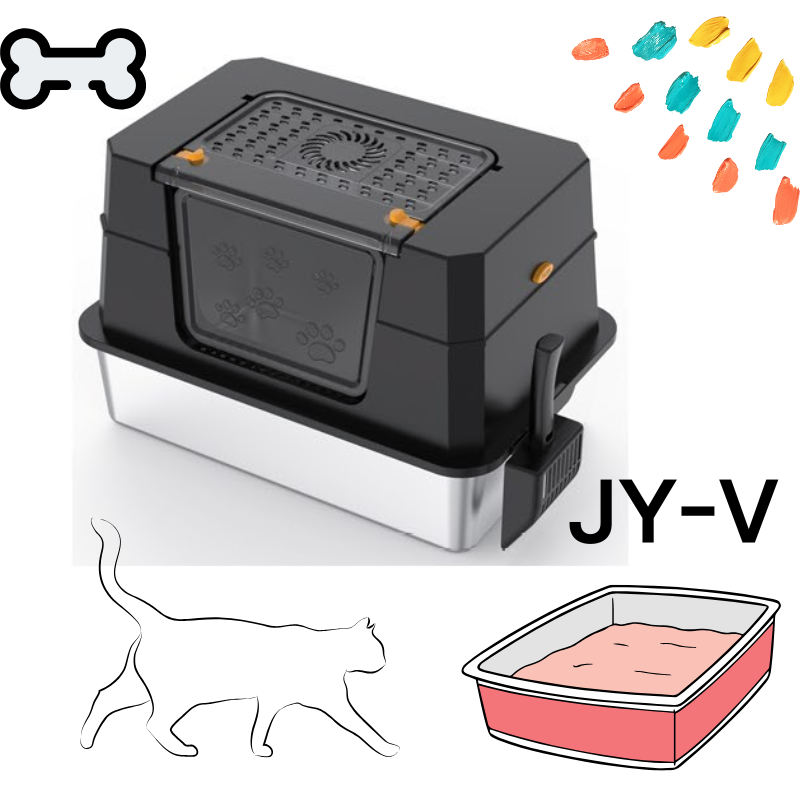 Oversize Stainless Steel Cat Litter Pan Fully Sealed Design w/ Deodorizing Carbon Packet and Scoop Included pet supplies - JY-V