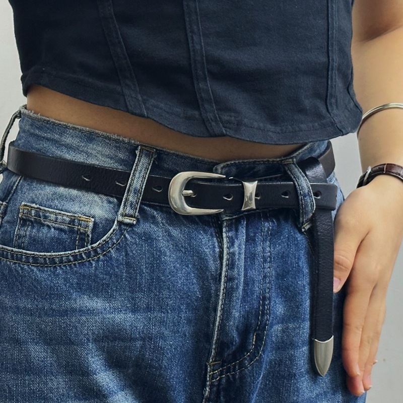 18cm Genuine Leather Belt for Women with Pin Buckle Korean Style Trendy and Versatile Personalized Pure Cowhide Waist Belt for Pants and Skirts