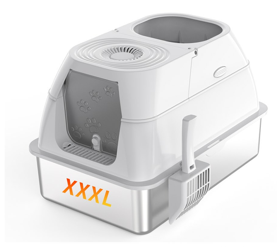 Fully enclosed stainless steel cat litter box oversized cat toilet pet supplies with activated carbon pack for deodorization Including shovel - JY-U