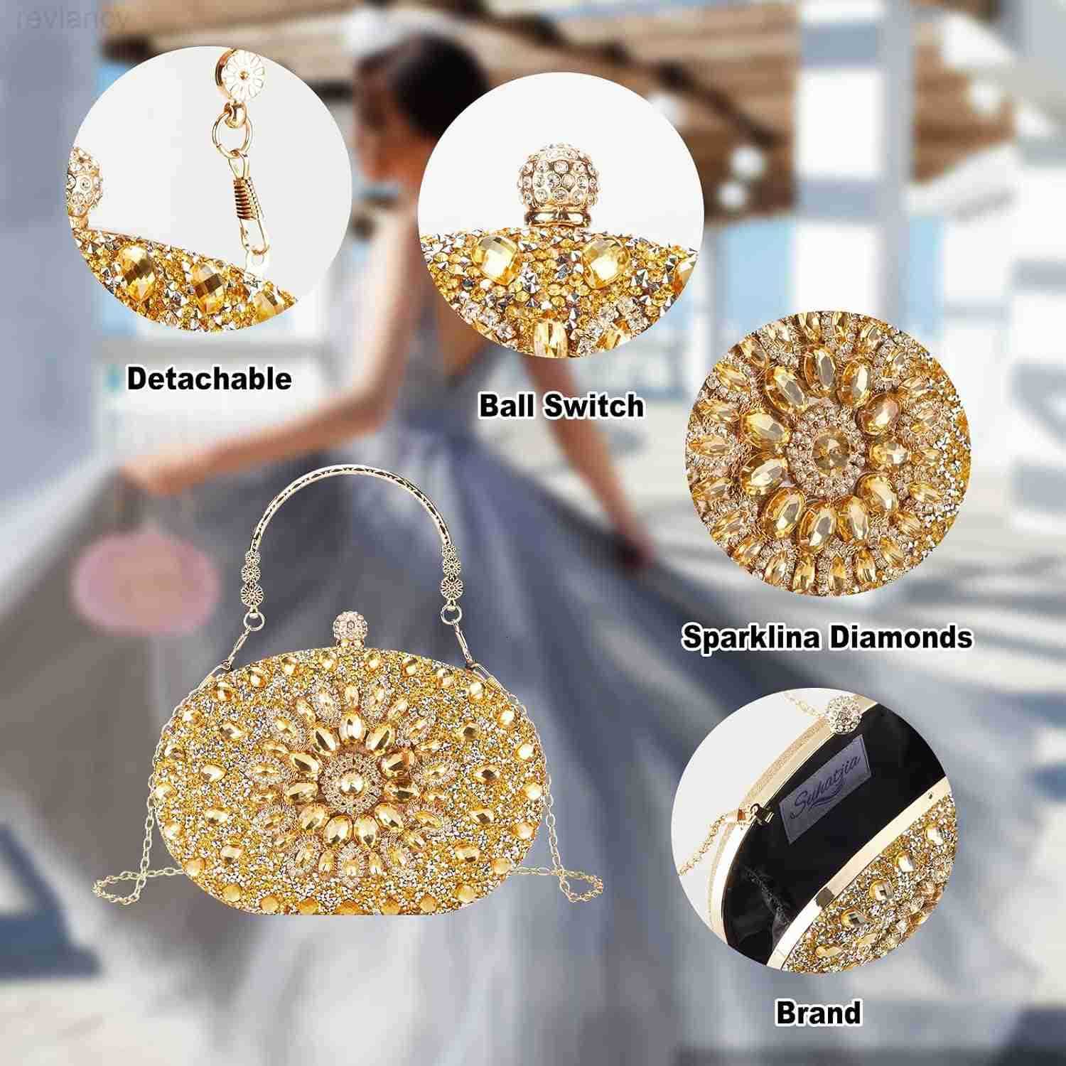 Evening Clutch Purses for Women Evening WeddingsParty Purses Crystal Diamond Glitter Sparkly HandbagW250908