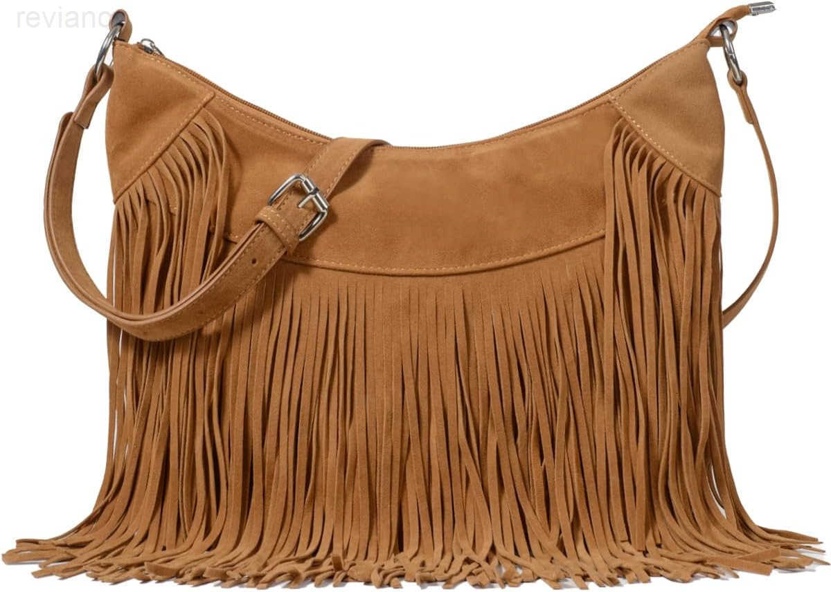 Fashion Women Fringe Hobo Bag Western Purse Shoulder Bag Vegan Suede Tassel Hippie Crossbody BagW250908