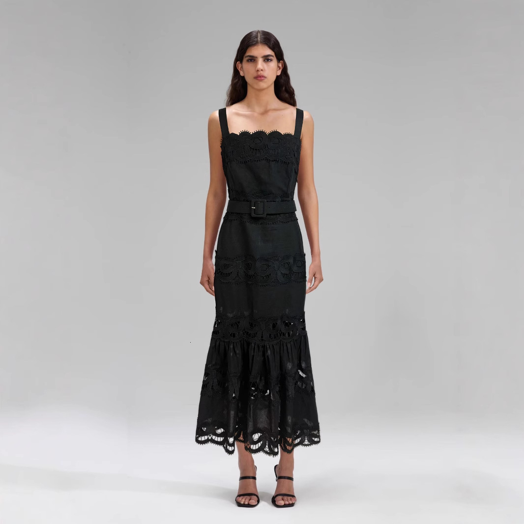 Summer New Vacation Style French Fashion Elegant Design WaistSlimming Strap Dress 210423