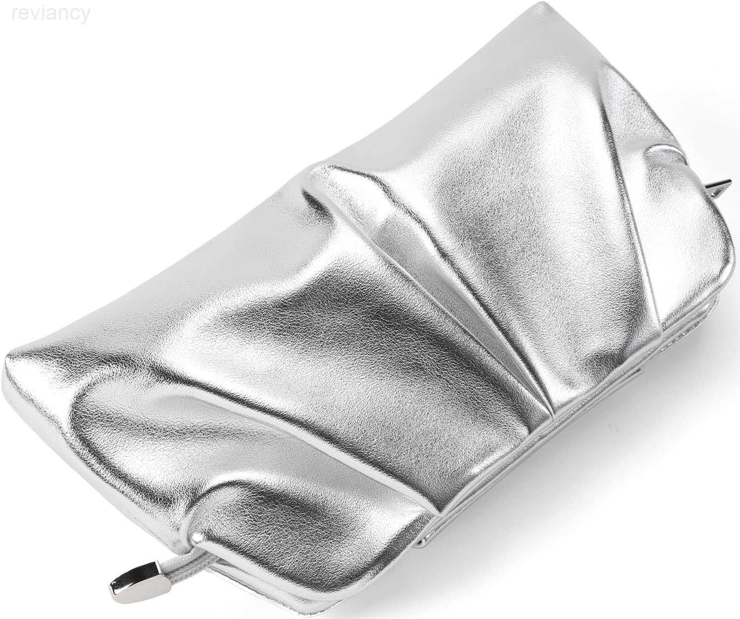 Women Clutch Bag Dressy Formal Handbag Pleated PU Clutch Purse Detachable Chain Crossbody BagW250908