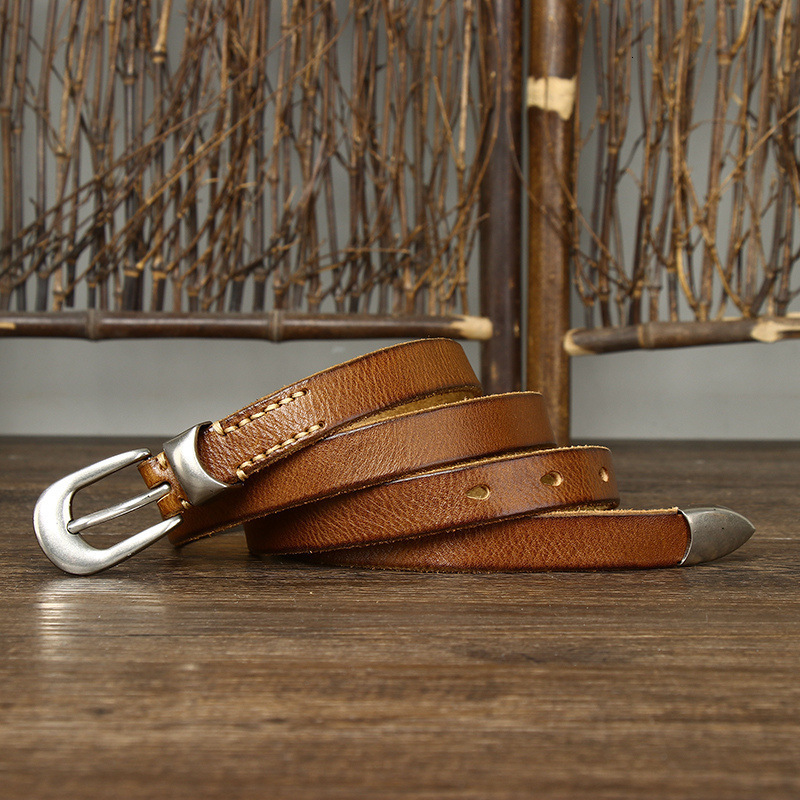 18cm Genuine Leather Belt for Women with Pin Buckle Korean Style Trendy and Versatile Personalized Pure Cowhide Waist Belt for Pants and Skirts