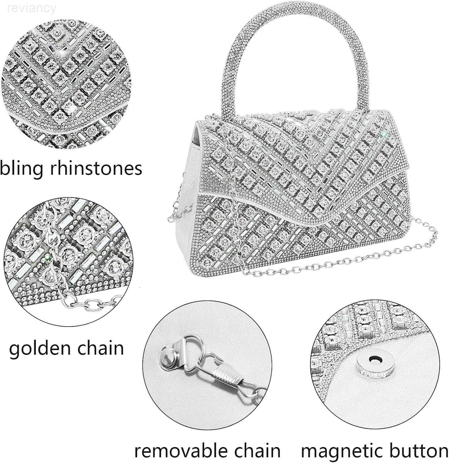 Clutch Purses for Women Sparkly Rhinestones Purses and Handbags for Wedding Party Evening Crossbody Bag with ChainW250908