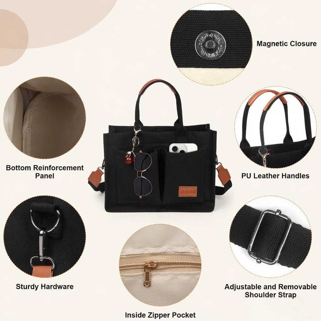 Tote Bag for Women with Zipper Large Work Crossbody Handbag Bible Laptop Bag Bookbag for Teacher Travel College Z250908