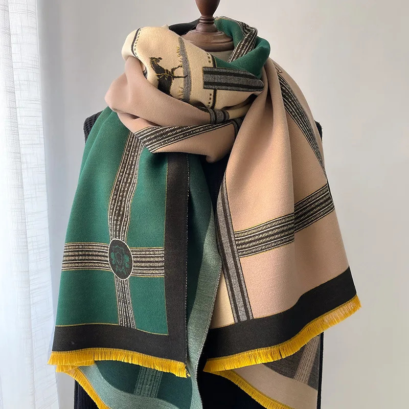 Winter Scarf Women Cashmere Warm Pashmina Foulard Female Shawls Wraps Thick Soft Bufanda Poncho Scarves Stole 2025 250828