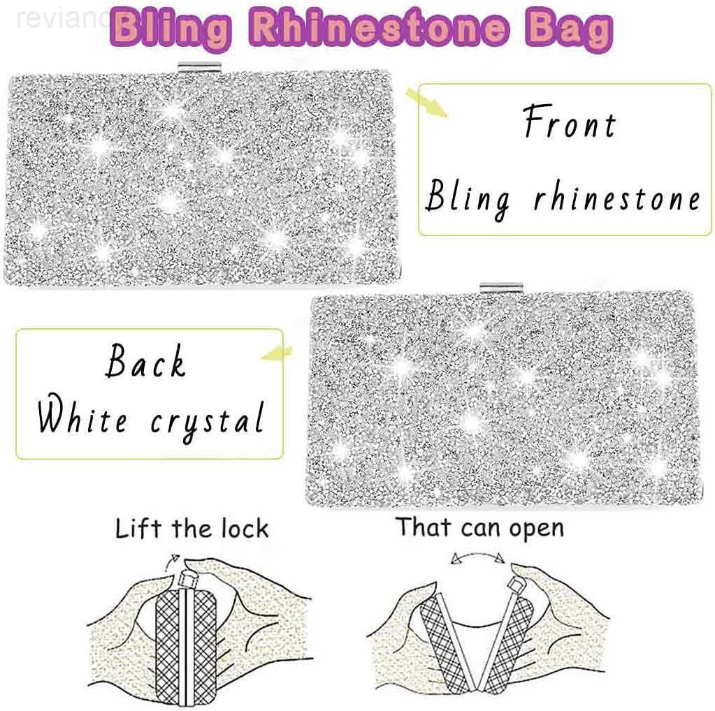 Evening Clutch Bag Double Sided Diamond Bag Crossbody Purse Wedding Party Bag for WomenW250908