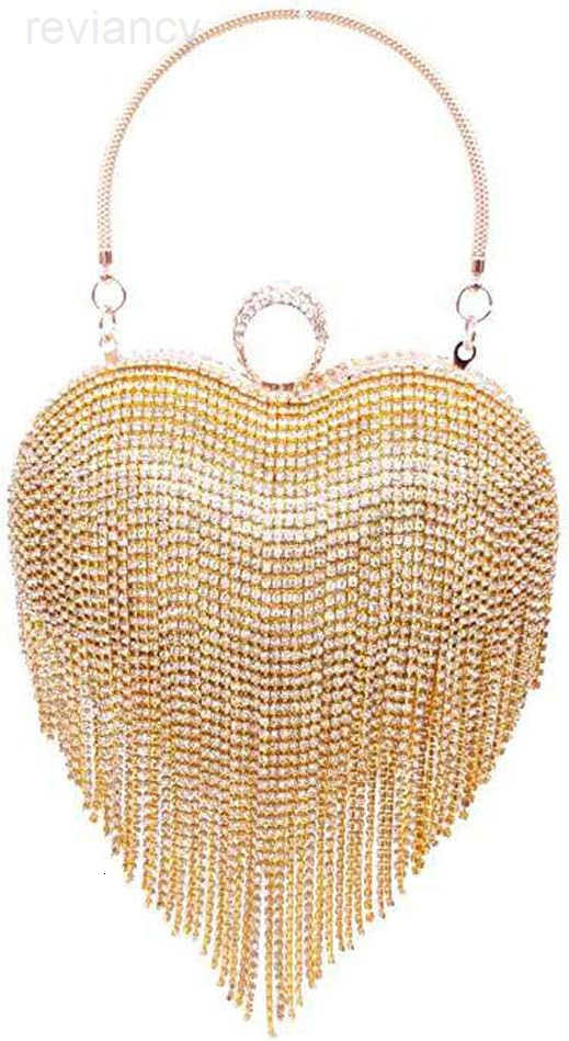 Women Heart Shape Tassel Evening CluTCh Bag RhinESTones Wedding Party Purse HandbagW250908