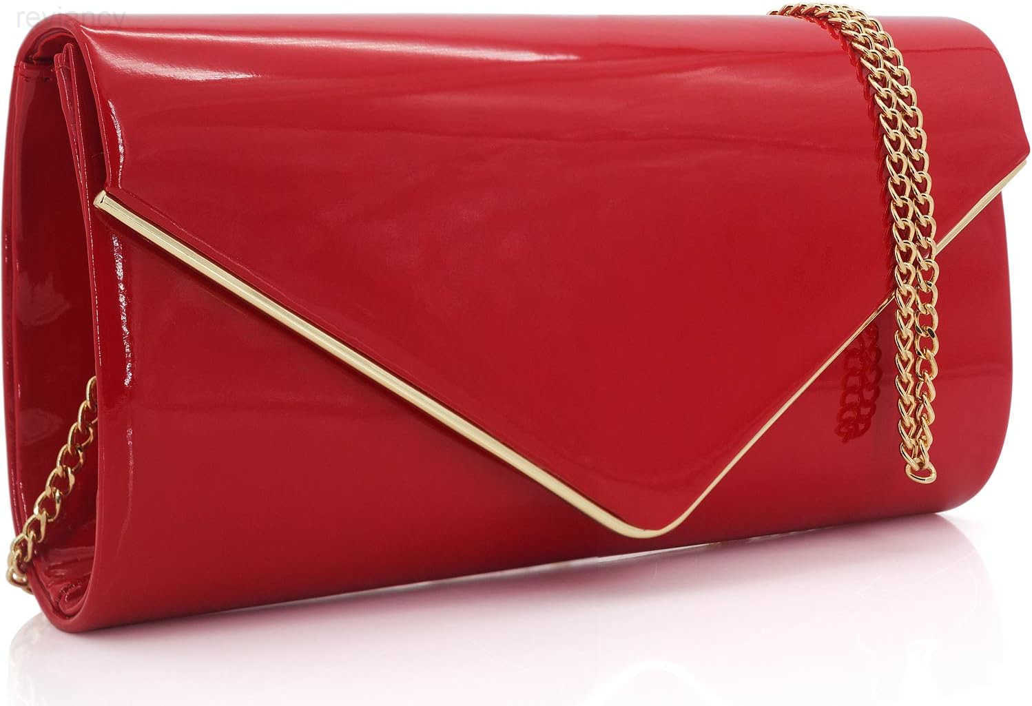 Envelope Clutch Purse for Women Shiny Patent Leather Foldover Evening Bag Formal HandbagW250908