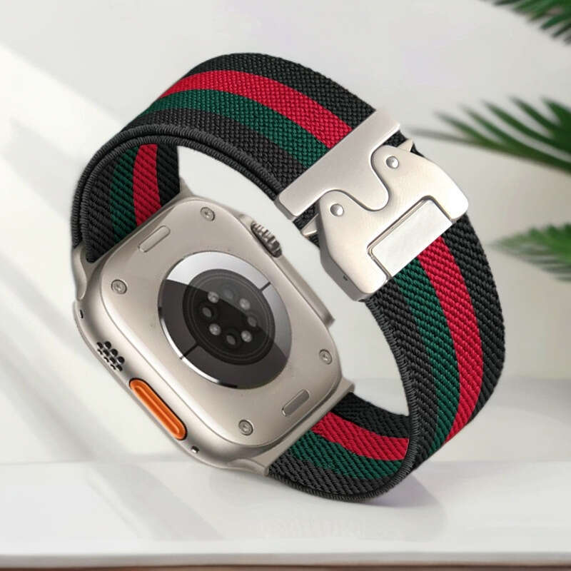 DHgargets Elastic Pattern Watch Band - Compatible with Apple S1-S10, 42mm/46mm, Ultra 2, Parachute Buckle, Color Block