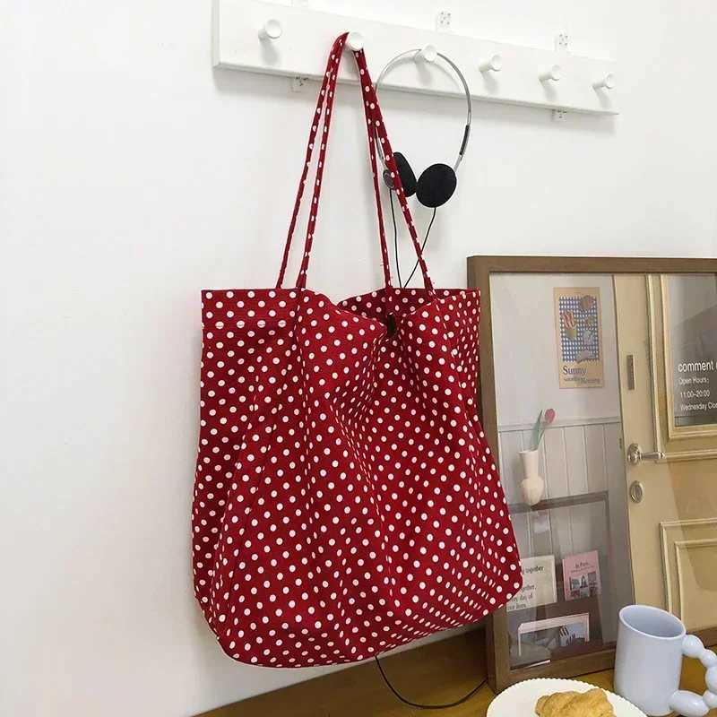 Casual Large Capacity Dot Women Shoulder Bags Commute Versatile Ladies Shopping Tote Bag College Students Class Girls Handbags R250908