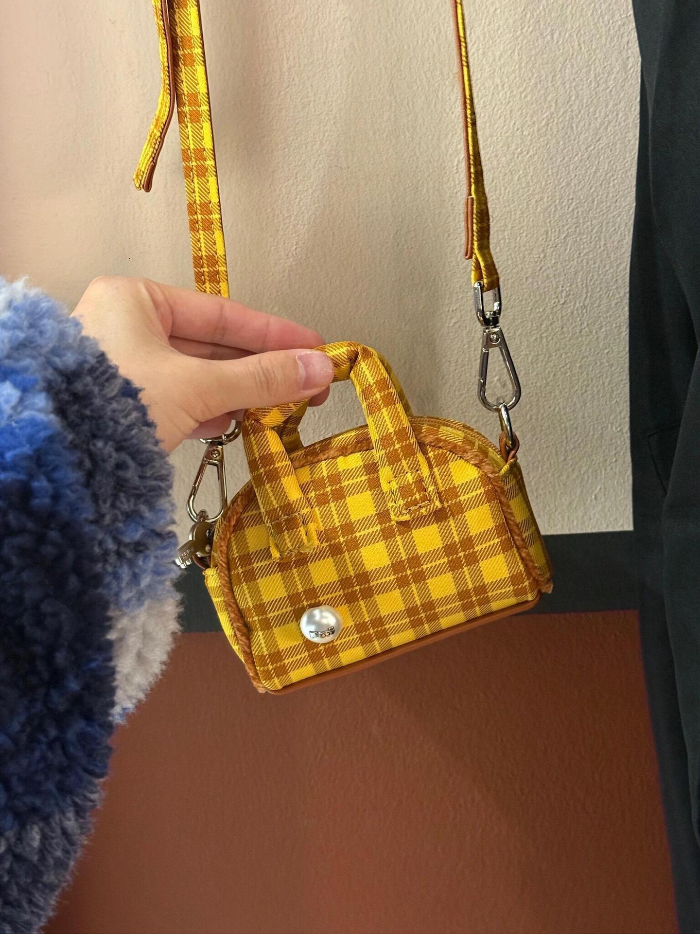 Autumn New Arrivals Niche American Retro bag Plaid Orange Bag Cute College Student New Cute Drawstring Large Capacity Backpack