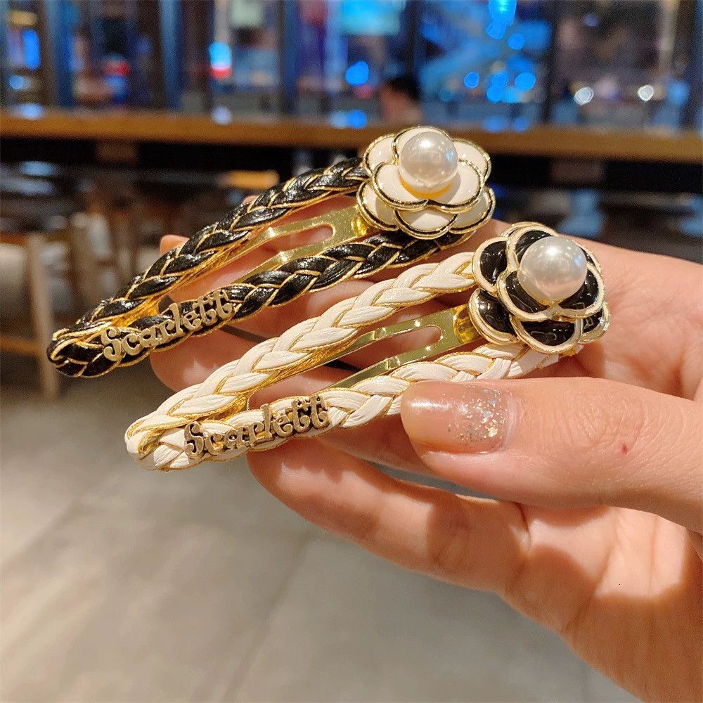 Hair Clips Barrettes hair clipper korean style camellia clip back of head Internet celebrity hairpin chain pearl bangs elegant bb hair accessory hair clipper