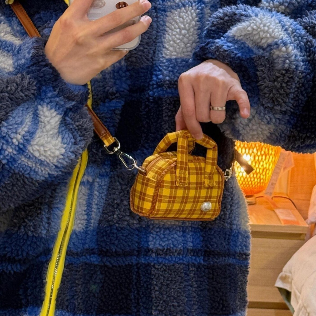 Autumn New Arrivals Niche American Retro bag Plaid Orange Bag Cute College Student New Cute Drawstring Large Capacity Backpack