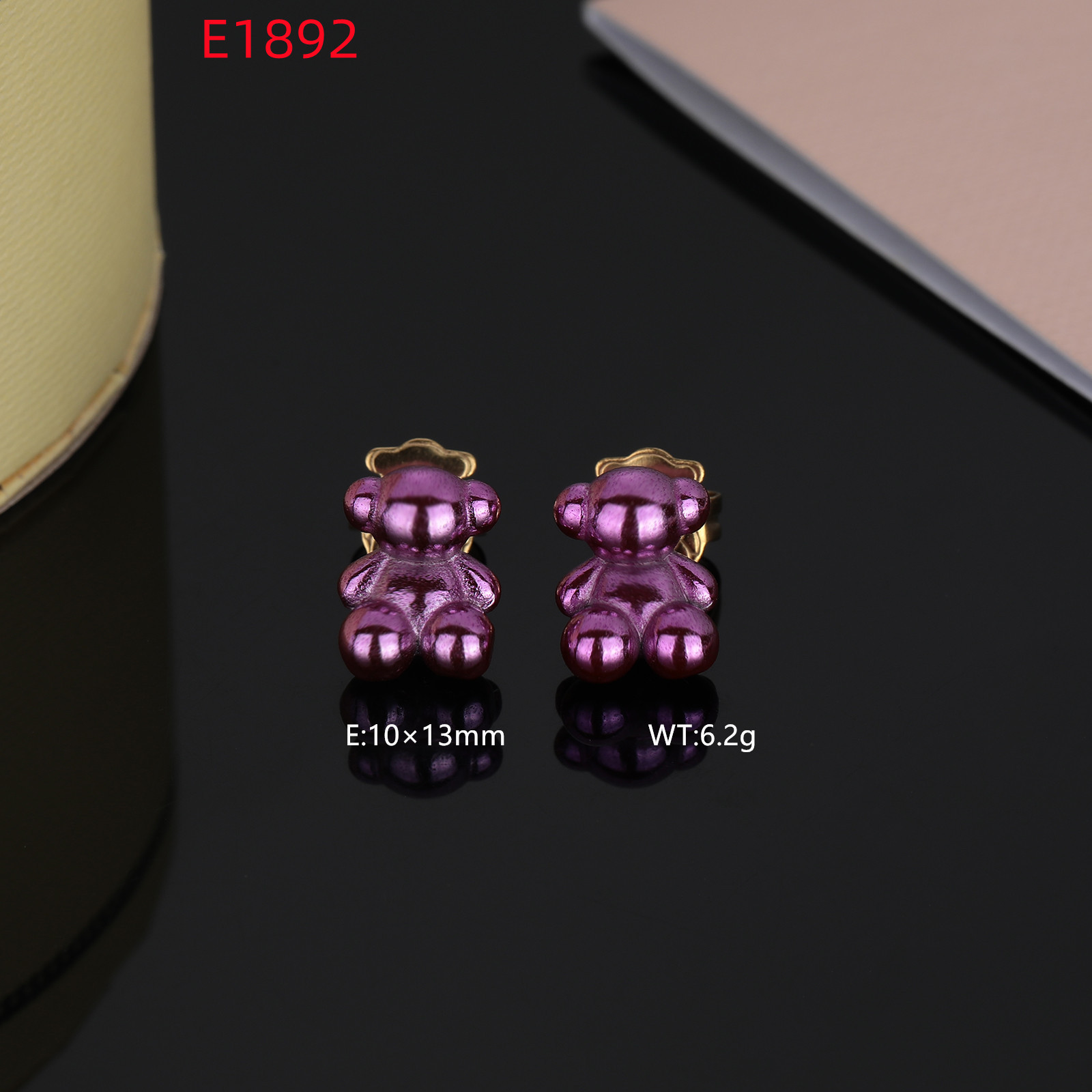 Fashion Women Men Girls Bear Silver Gold Rose Stainless Steel Cartoon Animal Blue Green Pink Span Stud Earrings Jewelry Gift