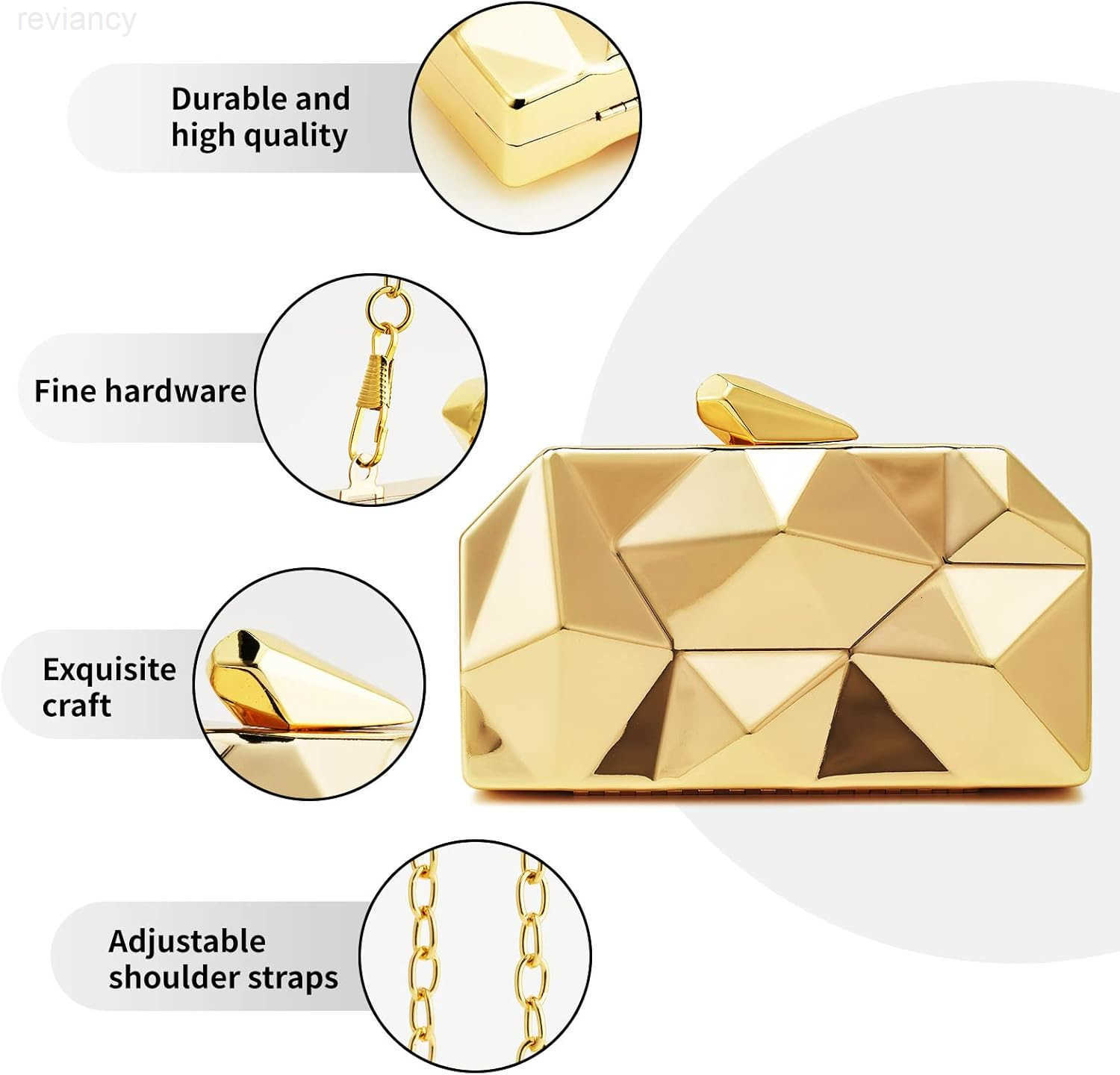 Women Lattice Pattern Metal Evening Clutch BagGeometric Evening Clutch Purse Handbag With Chain StrapW250908