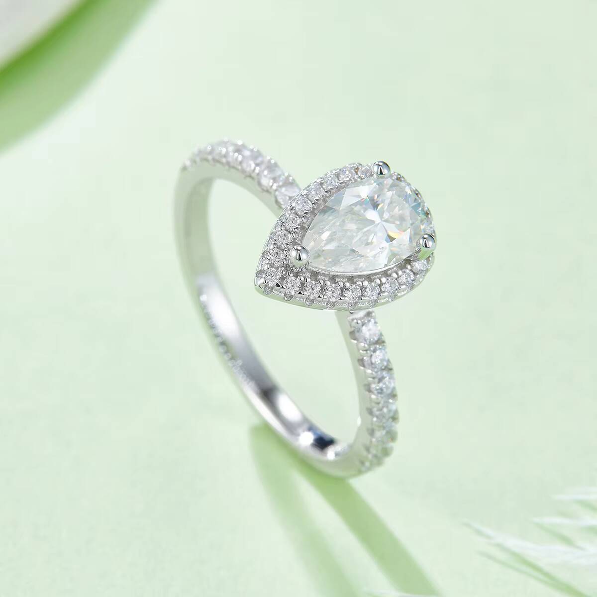 Moissanite Sterling Silver S925 Women Wedding Rings Engagement Moissanite Pearshaped Ring Factory Price Teardrop Shape Rings
