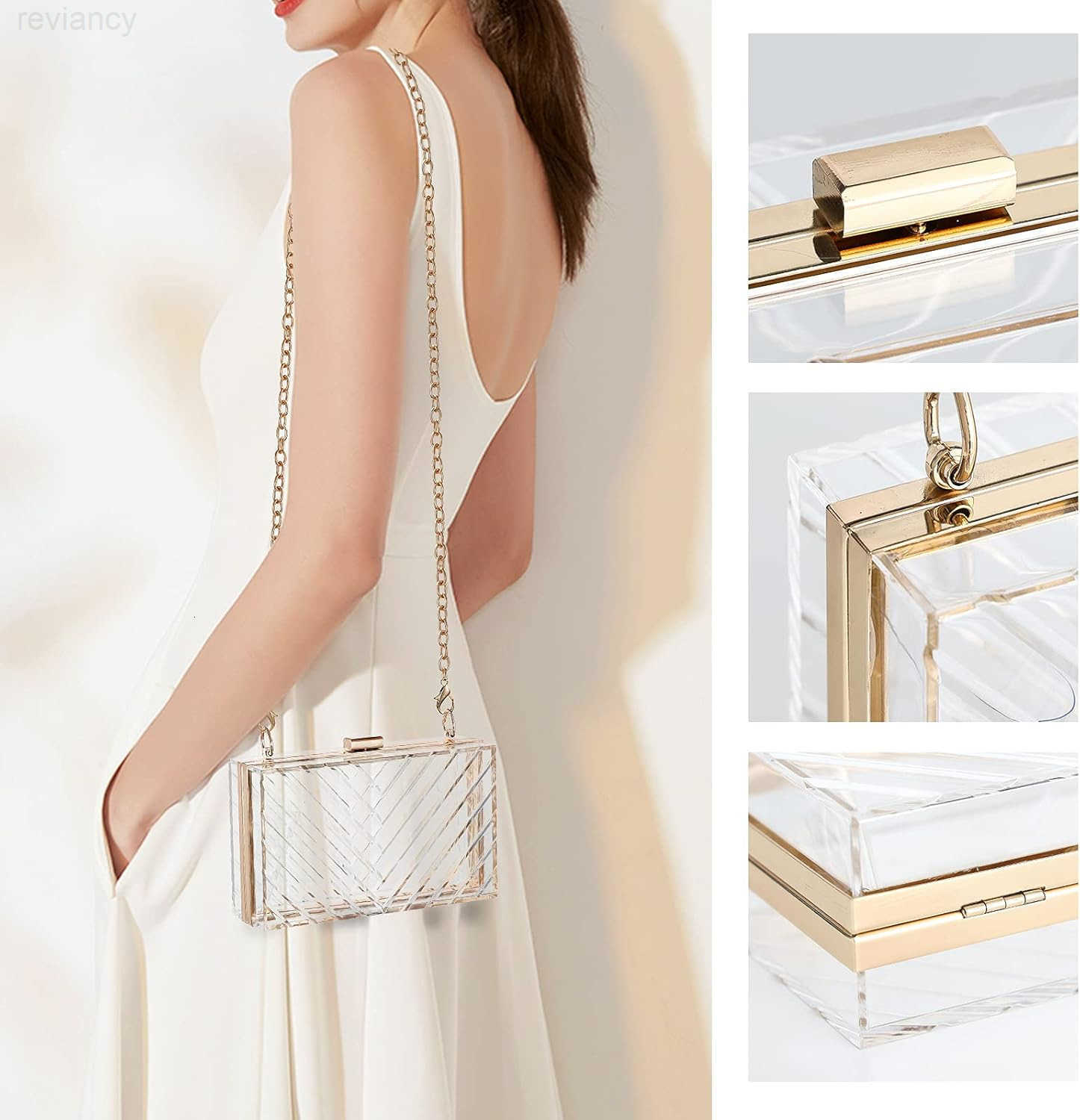 Clear Purses For Women Acrylic Clear Clutch Bag Stadium ApprovedW250908