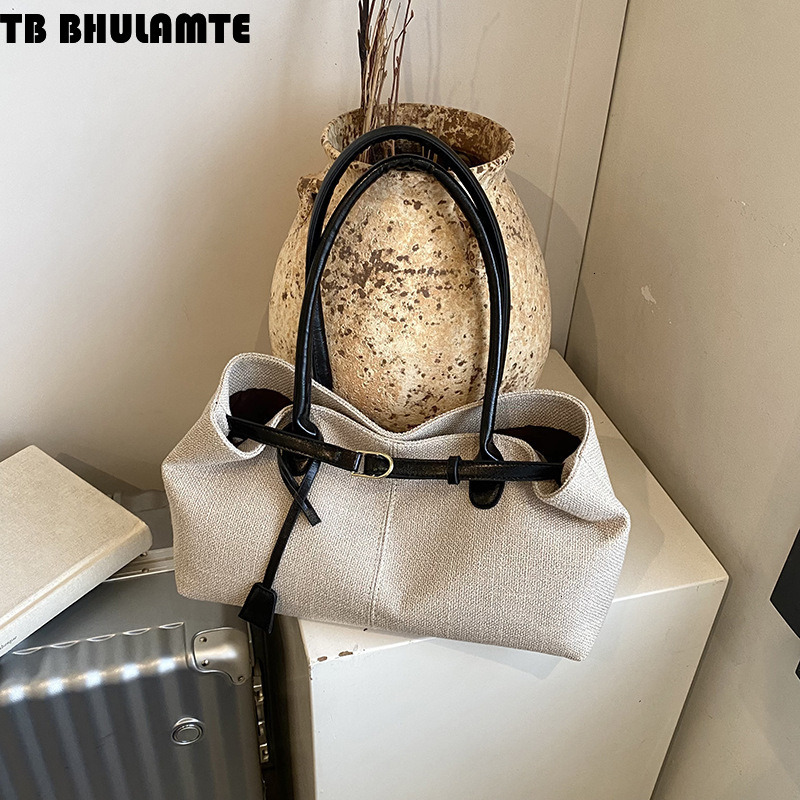 TB BHULAMTE Designer Bag Casual Large Capacity Canvas Bag For Women 2025 New Luxury Bag Commuter Versatile Shoulder Underarm Bag Color Block Handheld 