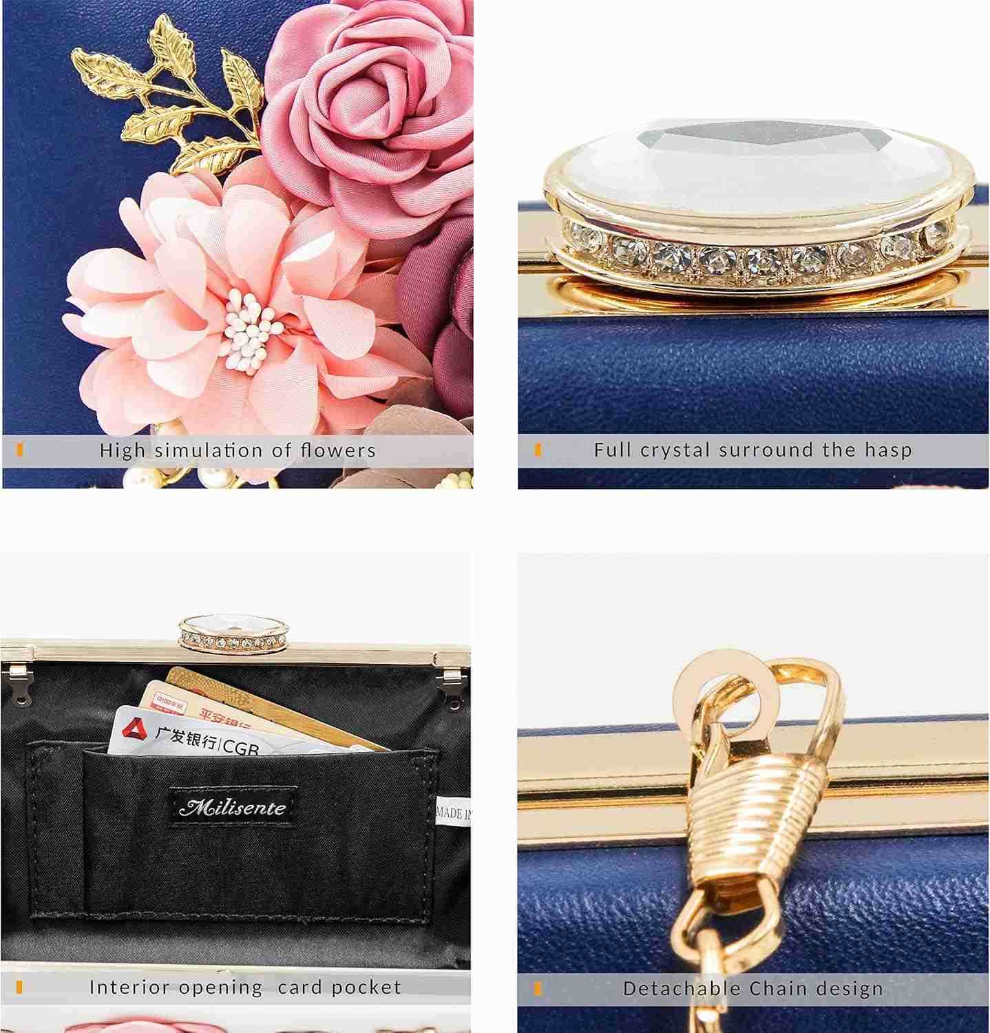 Evening Bag for Women Flower Wedding Evening Clutch Purse Bride Floral Clutch BagW250908