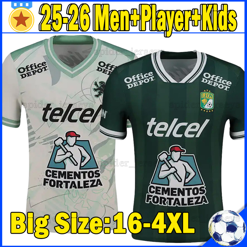 XXXL 4XL 2025 2026 Liga MX Club Leon Soccer Jerseys JAMES RIGONI 25 26 C.CISNEROS ECHEVERRIA Player Version Football Shirts BARREIRO S.REYES Men Uniforms Kids Kits Sets