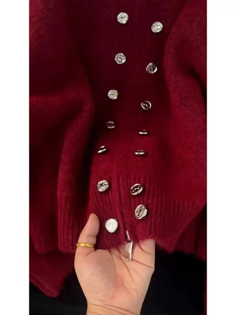 Fluffy Knitted Cardigans Sweater Double Breasted Sweater Coat Women Autumn Winter Highend Lazy Zipper Knit Top 250908