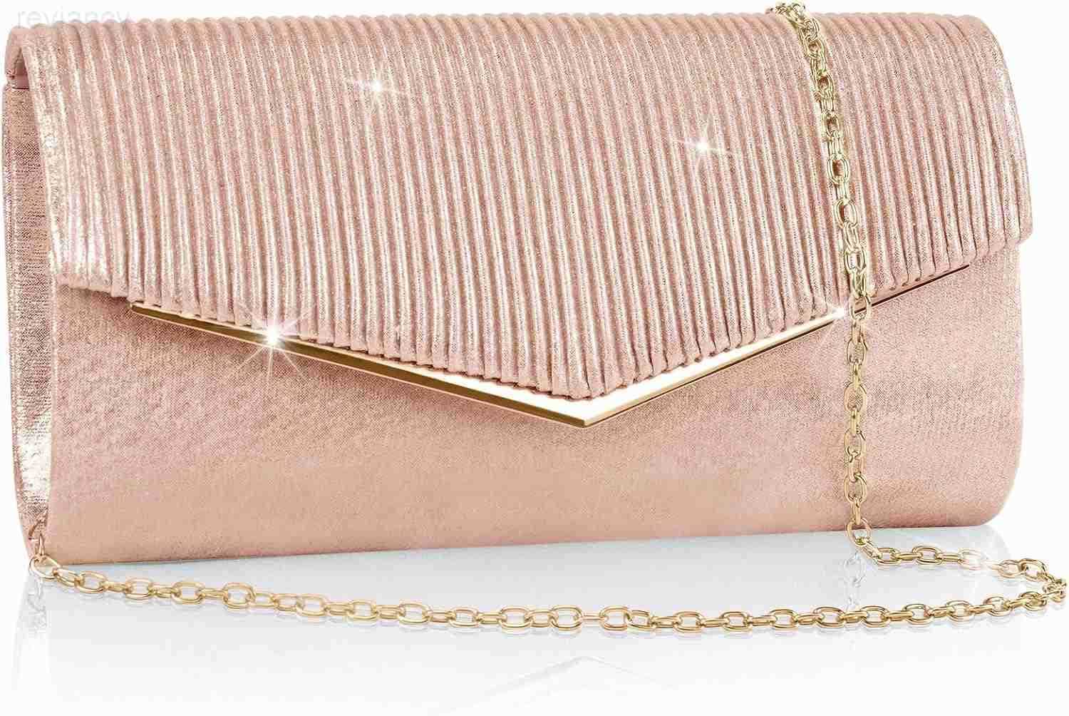 Clutch Purses for Women Bling Vertical Lines Envelope Evening Bag wChain Formal Ladies Handbags905x197x472W250908