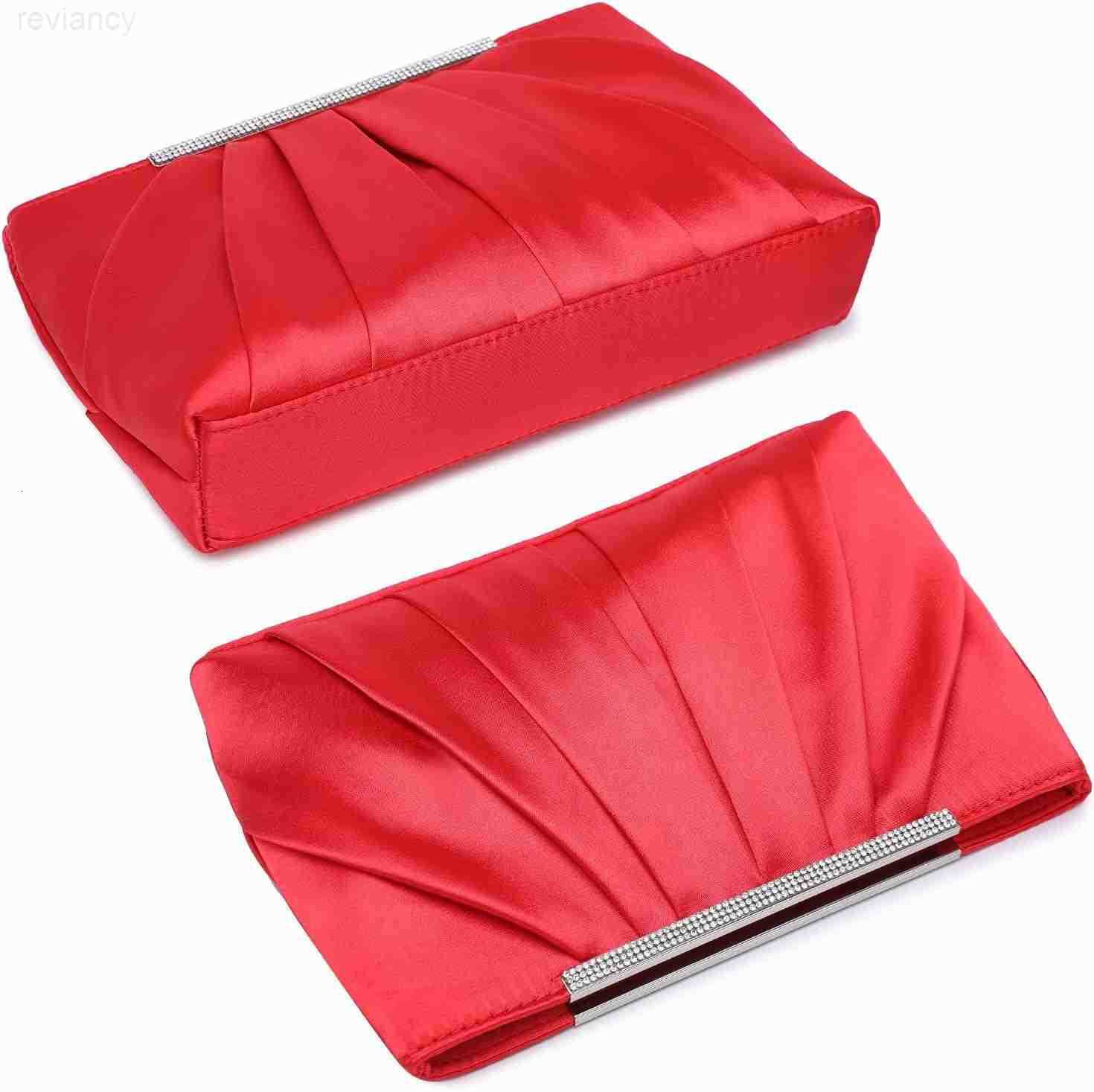 Elegant Pleated Evening Clutch Bags for Women Formal Handbags Purses for Wedding Party Prom with Sparkly RhinestonesW250908
