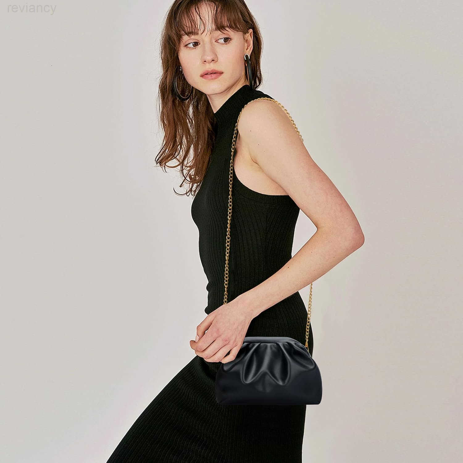 Evening Handbag for Women Formal Clutch Purse with Removable Chain Strap Soft Wedding Crossbody ClutchW250908