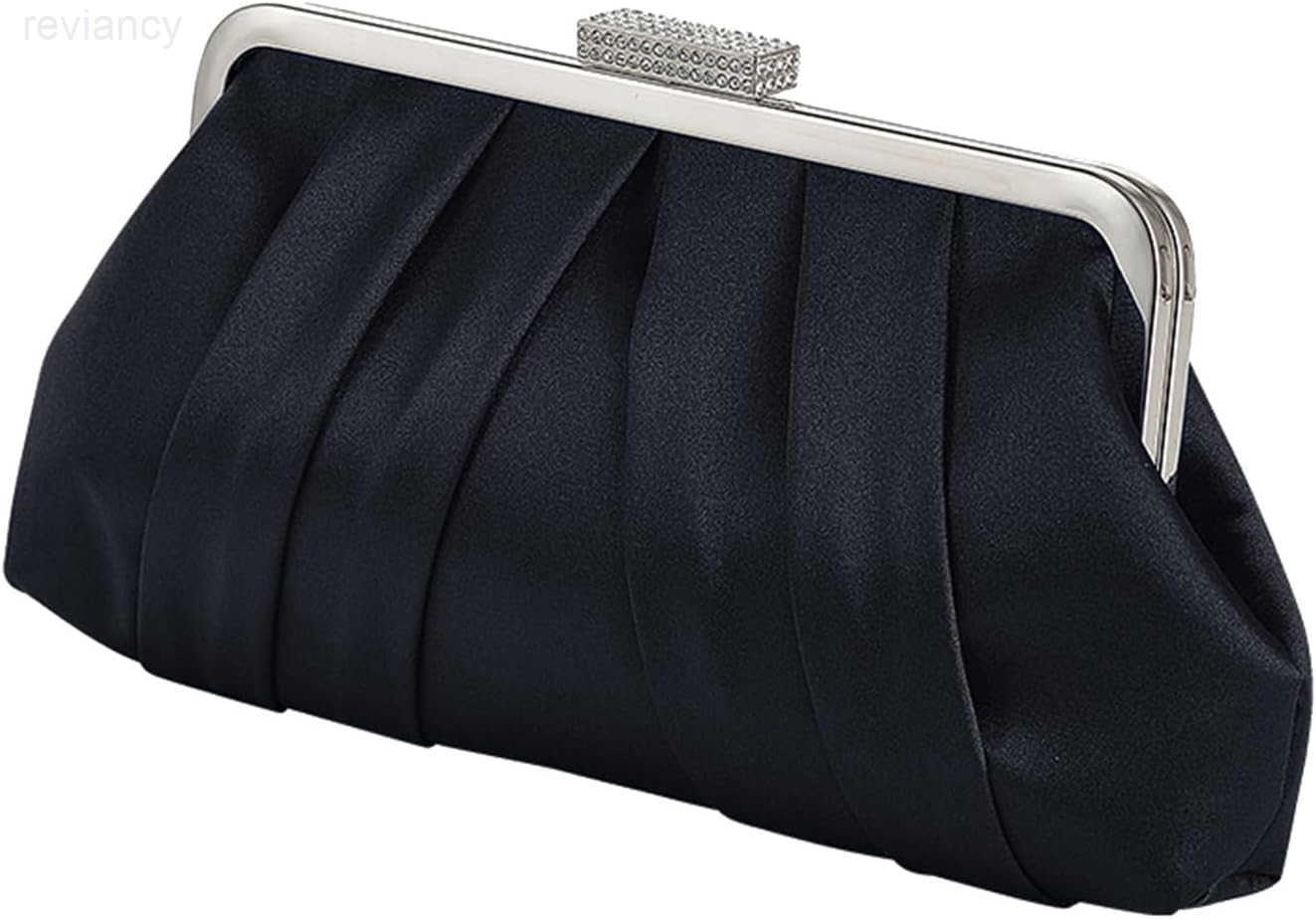 Women Elegant Pleated Clutch Bag Ruched Purse with Metal Chain Dressy Crossbody Shoulder Bag for Weddings GalasW250908
