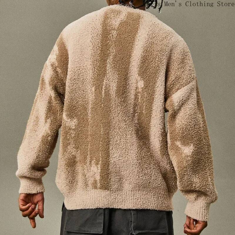 2025 men's striped loose men's pullover sweater casual soft fur jacket hooded men's autumn design and winter new fashion designer cloth
