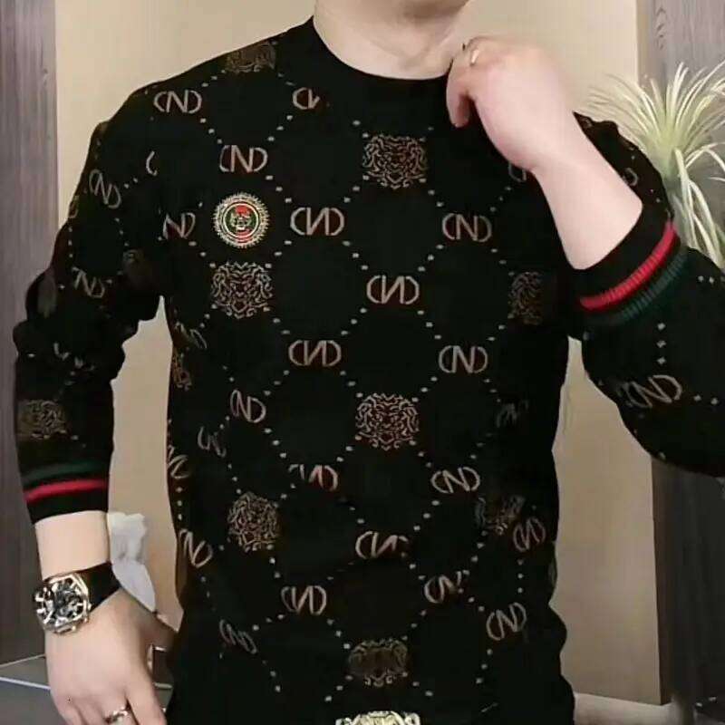 Men's Handsome Autumn/Winter Base Shirt High End Long Sleeved T-Shirt Trendy Casual Versatile Hoodie