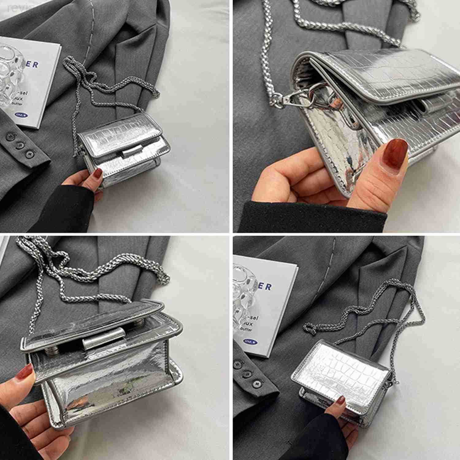 Leathe Mini Crossbody Bags for Womens Y2k Mini Square Purse with Chain Strap Fashion Women Small Evening BagsW250908