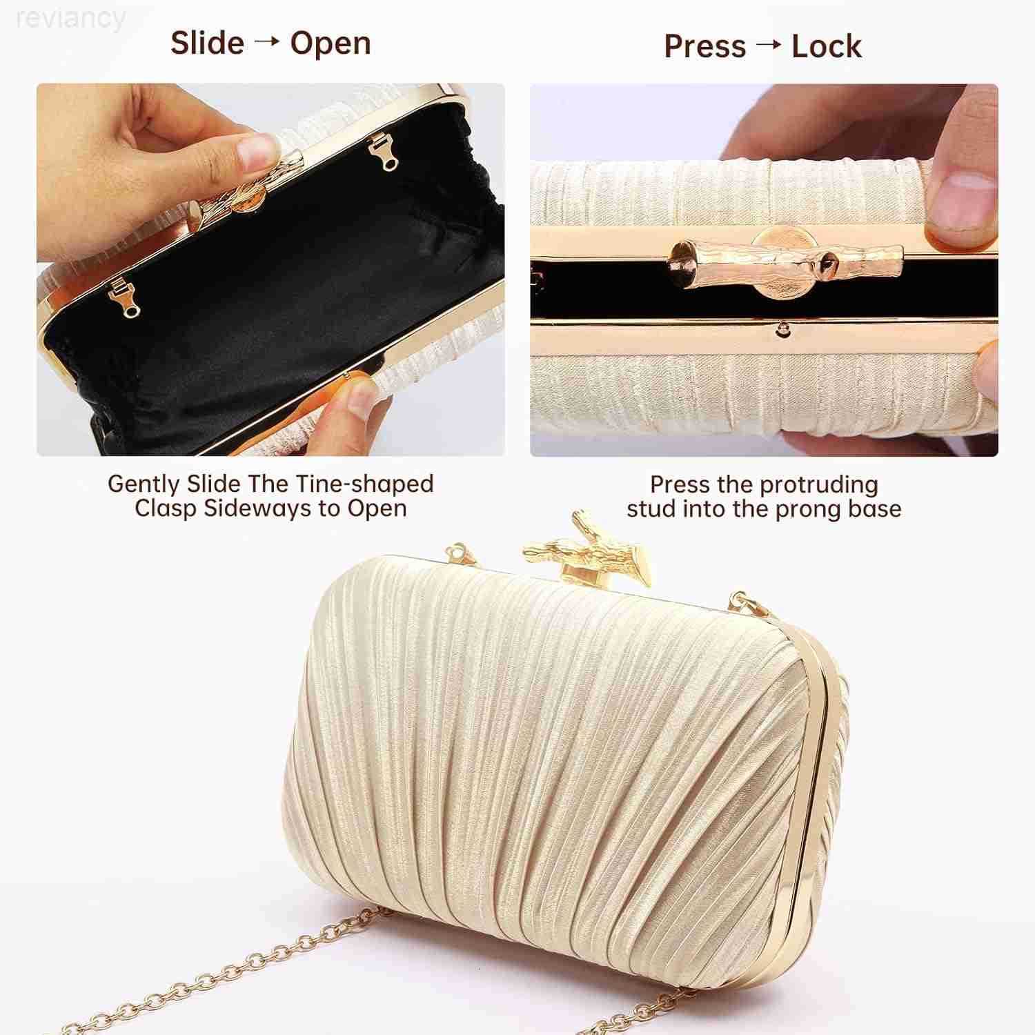 Purses for Women Evening Bag Handbags Formal Pleated Clutch Bag with Chain for Prom Wedding Party Blacktie affairsW250908