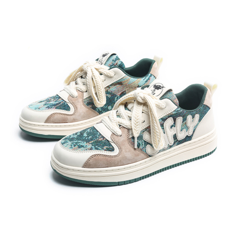 Retro graffiti printed board shoes, men's breathable casual bread shoes, children's Korean trendy brand designer shoes