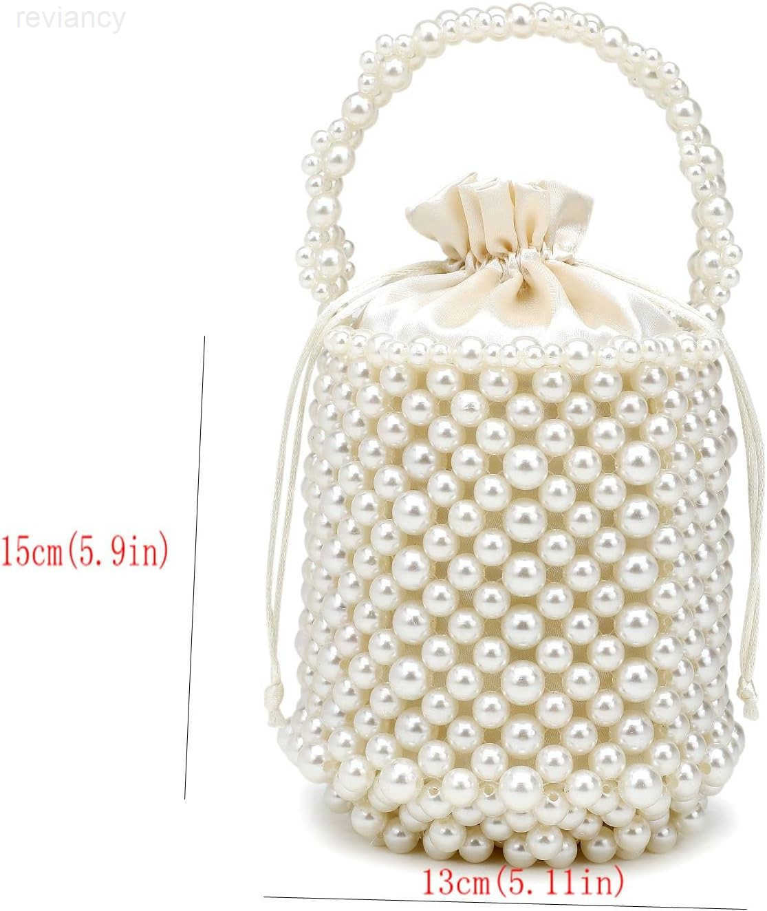 Women Handmade Pearl Beaded Clutch Bucket Evening Handbag Acrylic Pearl Purse for Party WeddingW250908