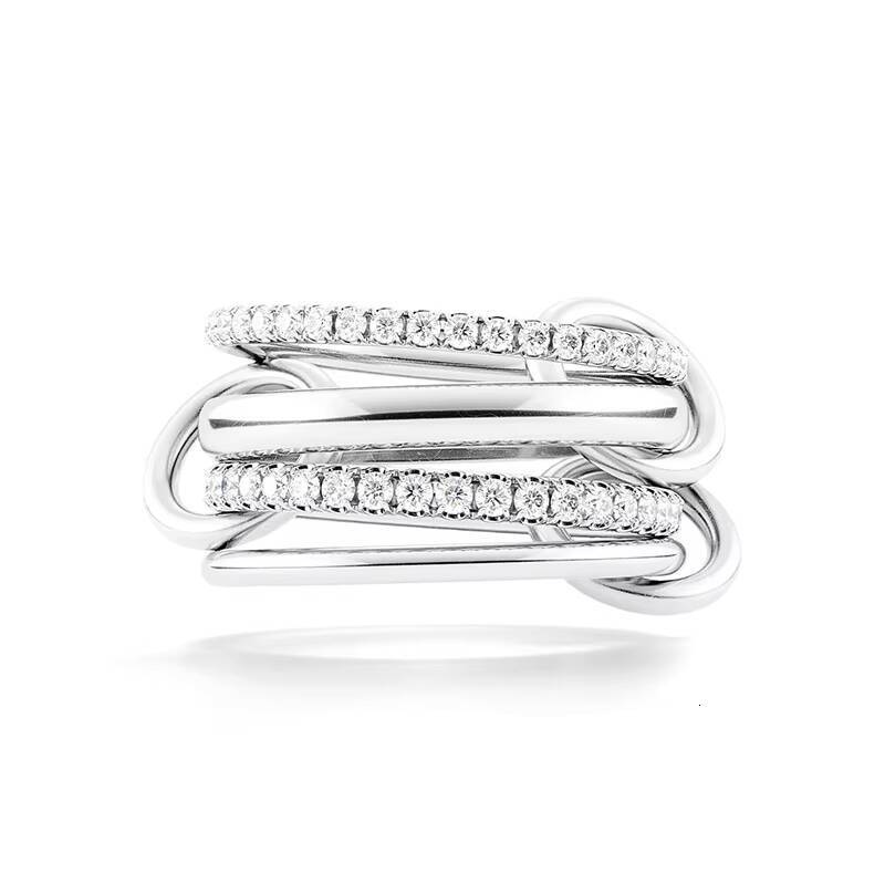 RINNTIN GSR10 Wholesale Custom Luxury Unique Fine Jewelry Four Linked Eternity Band Combination 925 Sterling Silver Rings Girls