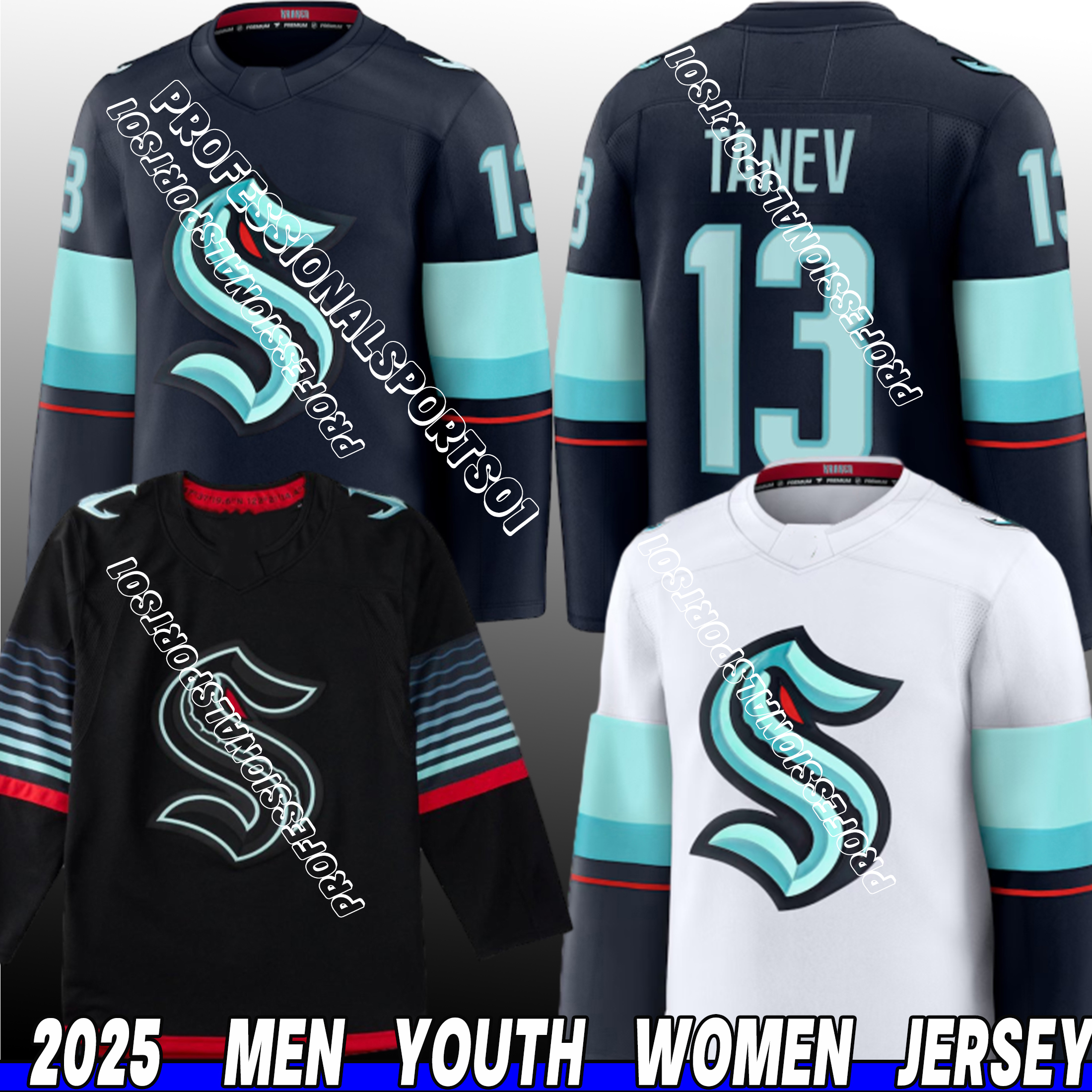 seattle krakens jersey Matty Beniers Jordan Eberle Philipp Grubauer Brandon Tanev Yanni Gourde Hockey jersey