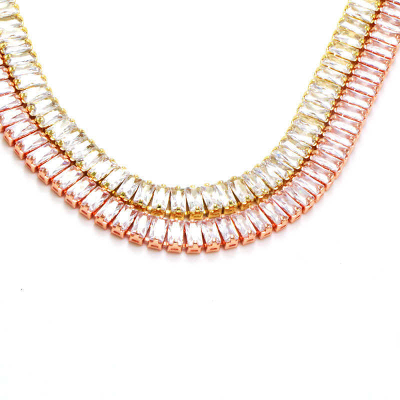 2mm Moissanite Tennis Necklace For Women S925 Silver Plated 18K Gold Sparkling Rhinestone Choker Chain Wedding Jewelry Adjustable W250616