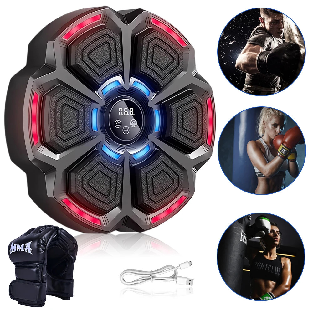 Music Boxing Machine Workout Adjustable Speed WallMounted Exercise Equipment Type C Rechargeable for Adults Kids 250908
