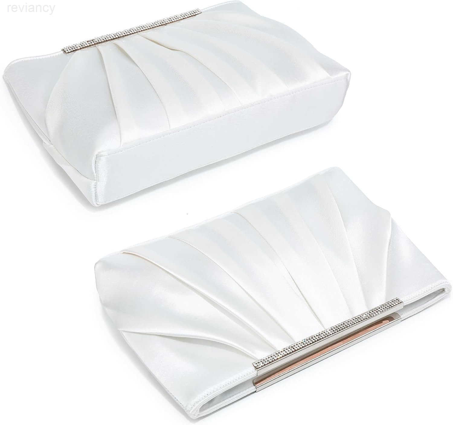 Elegant Pleated Evening Clutch Bags for Women Formal Handbags Purses for Wedding Party Prom with Sparkly RhinestonesW250908