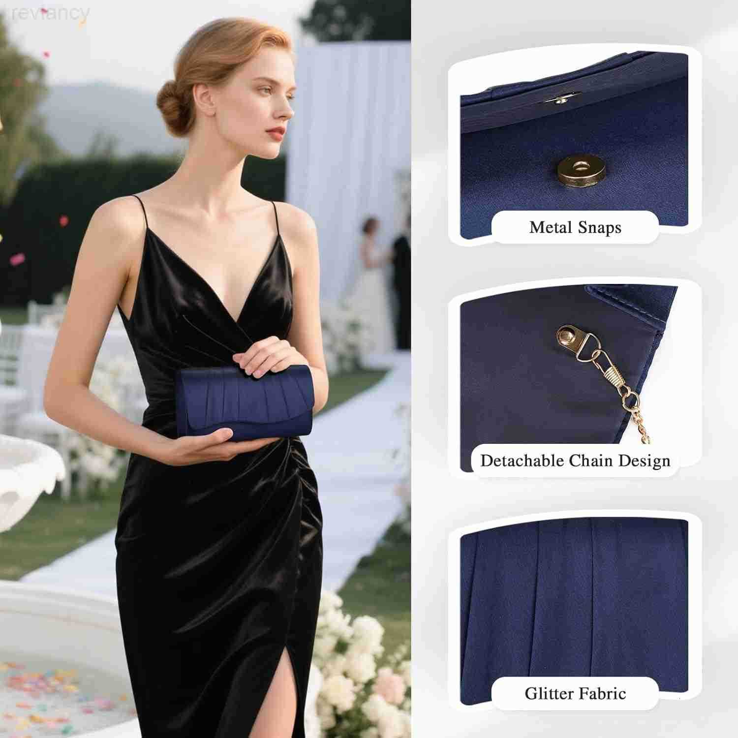 Clutch Purses for Women Formal Pleated Satin Evening Bag Purse Handbags Evening Clutch for Prom Party WeddingW250908