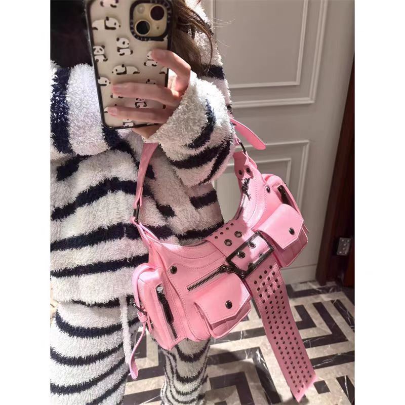 2025 autumn new handbag niche design trend versatile style punk style rivet spicy girl bag fashion women's shoulder bag designer bag