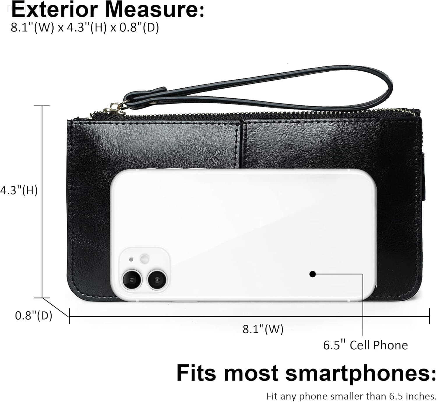 Leather Wristlet Clutch for Women UltraSlim Ladies Credit Card Holder Wallet Purses with RFID ProtectionW250908