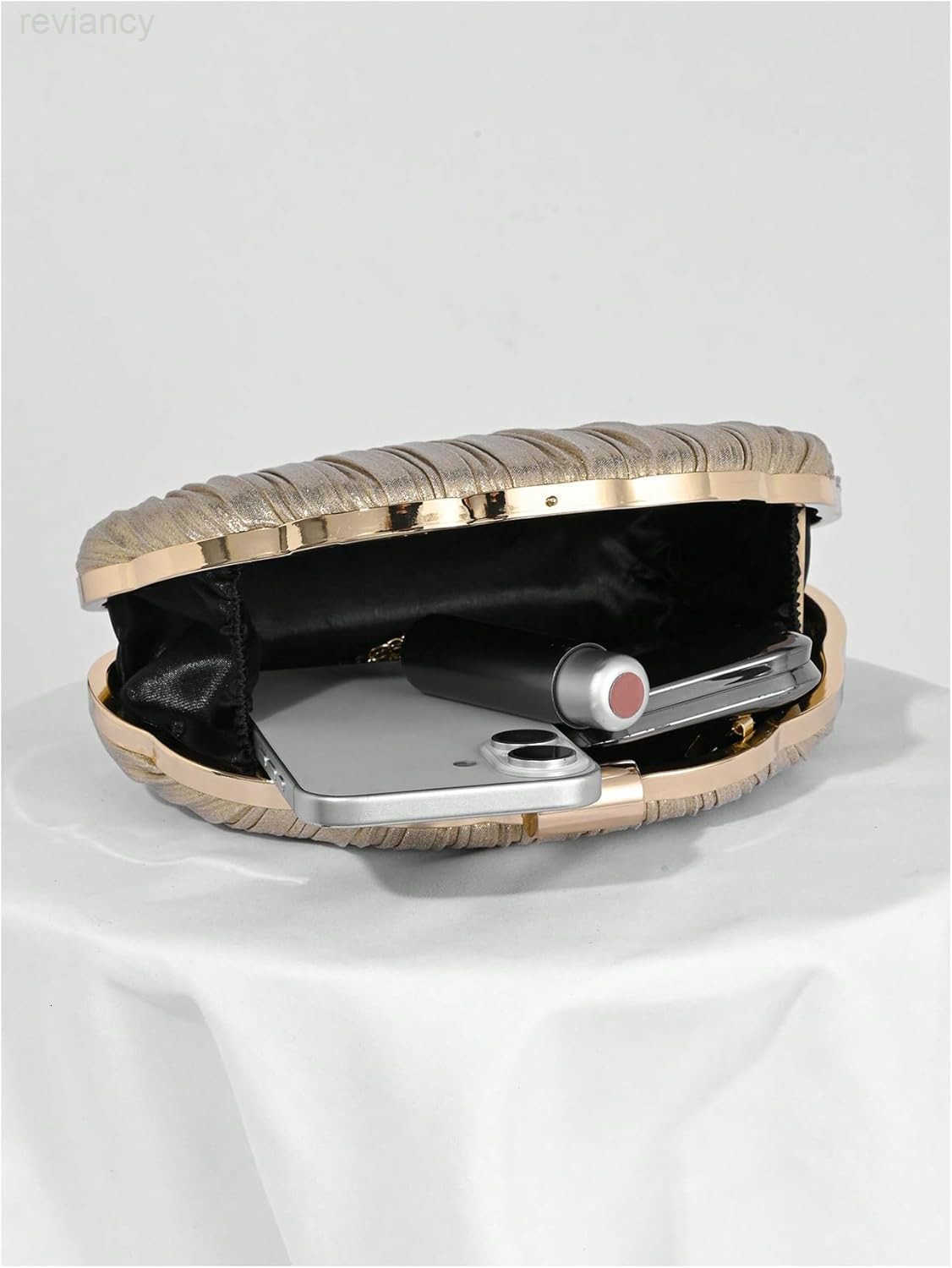 Womens Shell Shaped Clutch Purse Ruched Mini Crossbody Bag Elegant Evening Handbag with Chain StrapW250908