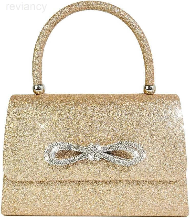 Womens Evening Bag Sparkly Bow Clutch Purse Wedding Party Purses Glitter Rhinestone Cocktail Prom HandbagsW250908