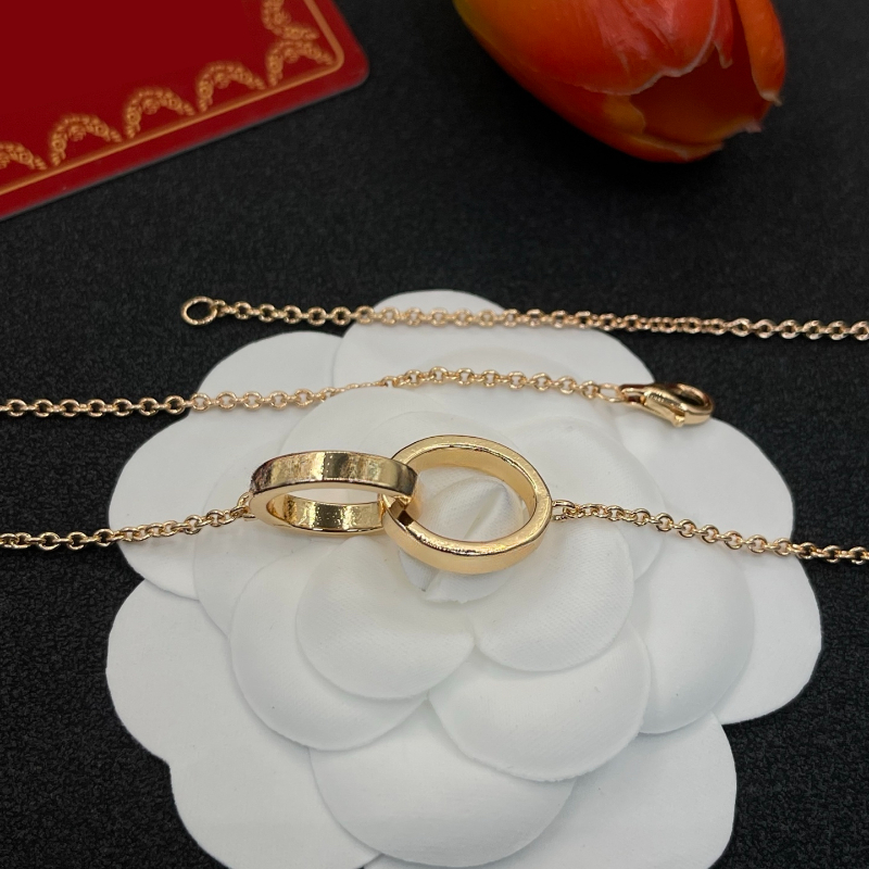 Designer Double Ring Pendant Necklace Women's Titanium Steel High Quality Necklace Classic Couple Jewelry Valentine's Day Gift