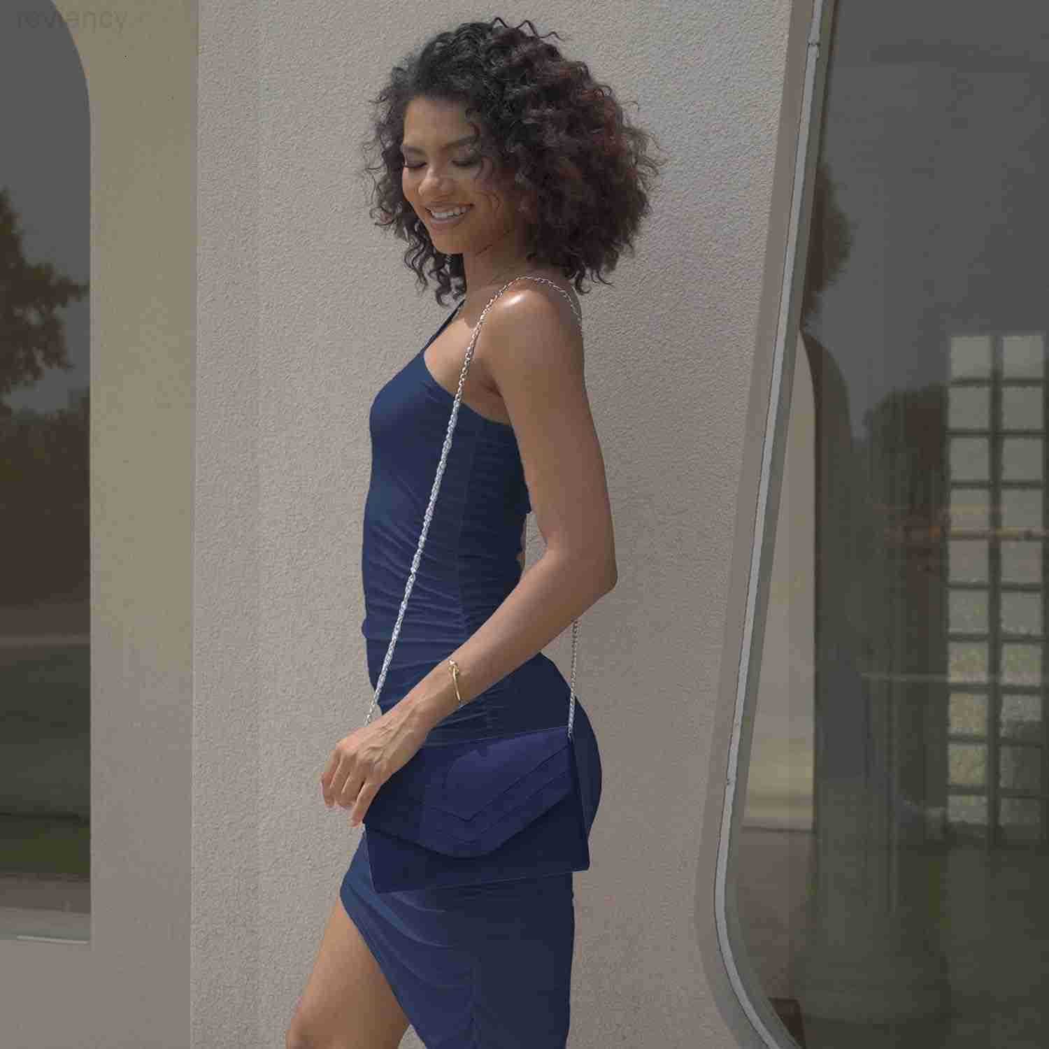 Evening Bag for Women Suede Envelope Evening Purses Crossbody Shoulder Clutch BagW250908